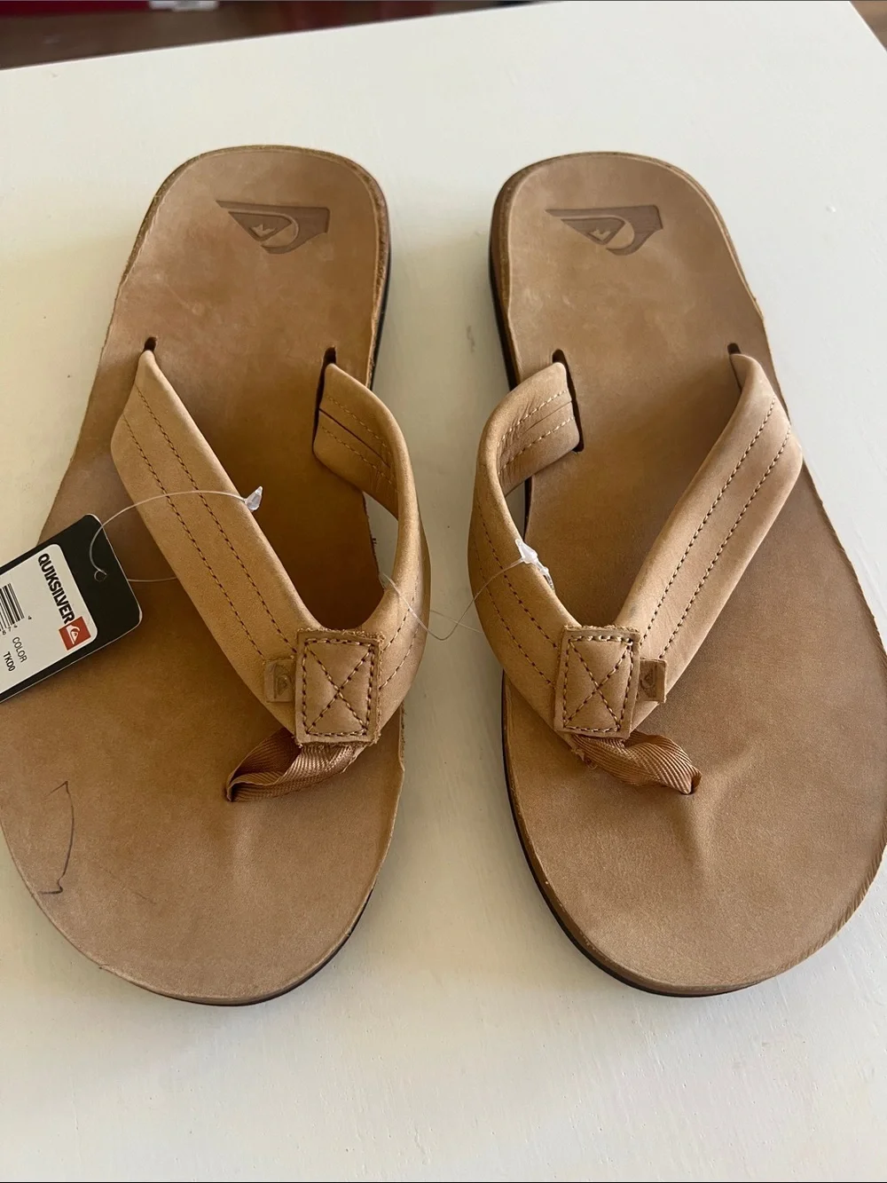Quiksilver Men’s Tan/Brown Leather Flip Flop Sandals